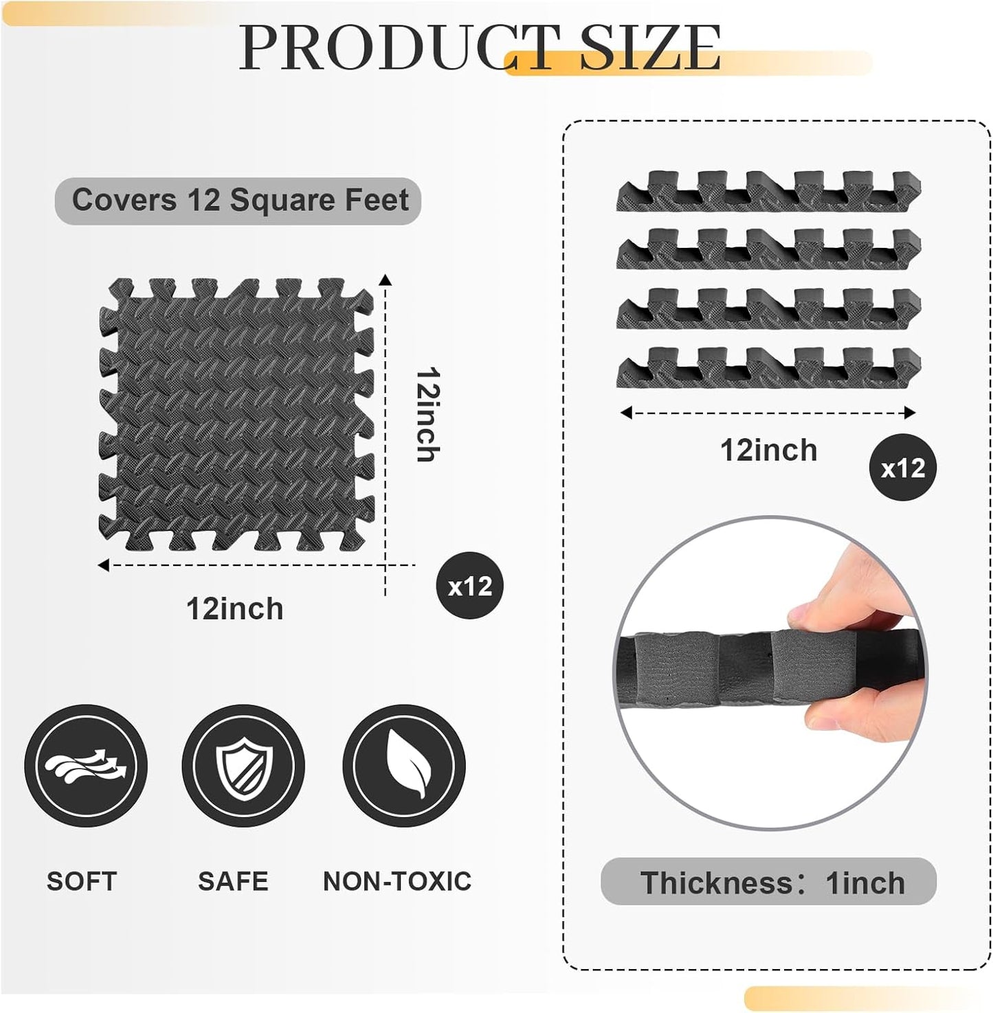 Arrowbash 1-Inch Thick EVA Foam Interlocking Floor Tiles for Play & Exercise