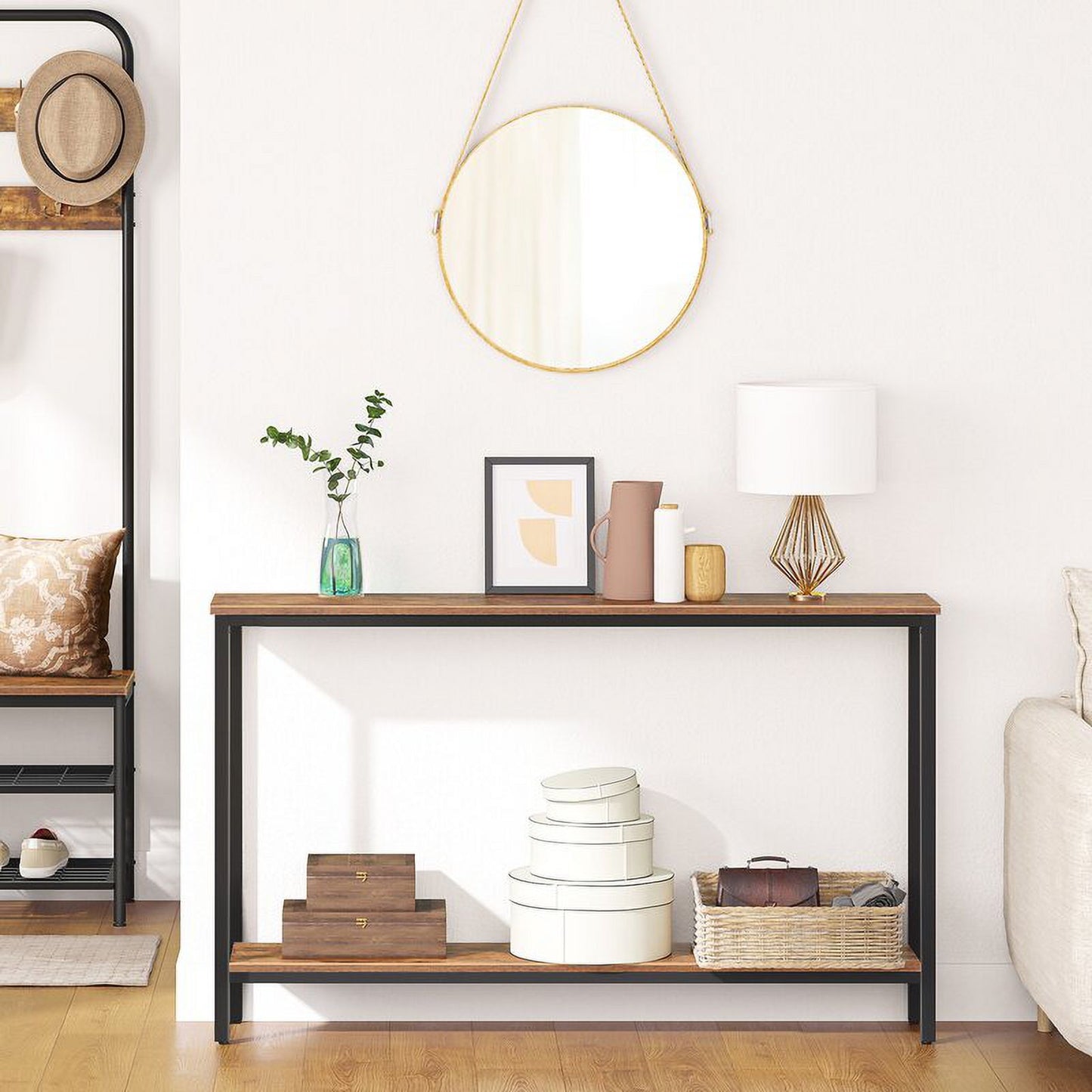 HOOBRO 47.2" Industrial Narrow Console Table for Entryway Living Room Hallway