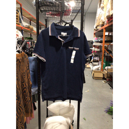 Men’s Navy Short Sleeve Polo Shirt – Classic Trim Collar, Size M