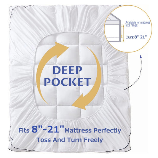 King 2″ Cooling Mattress Topper with Deep Pocket Fit and Down Alternative Fill