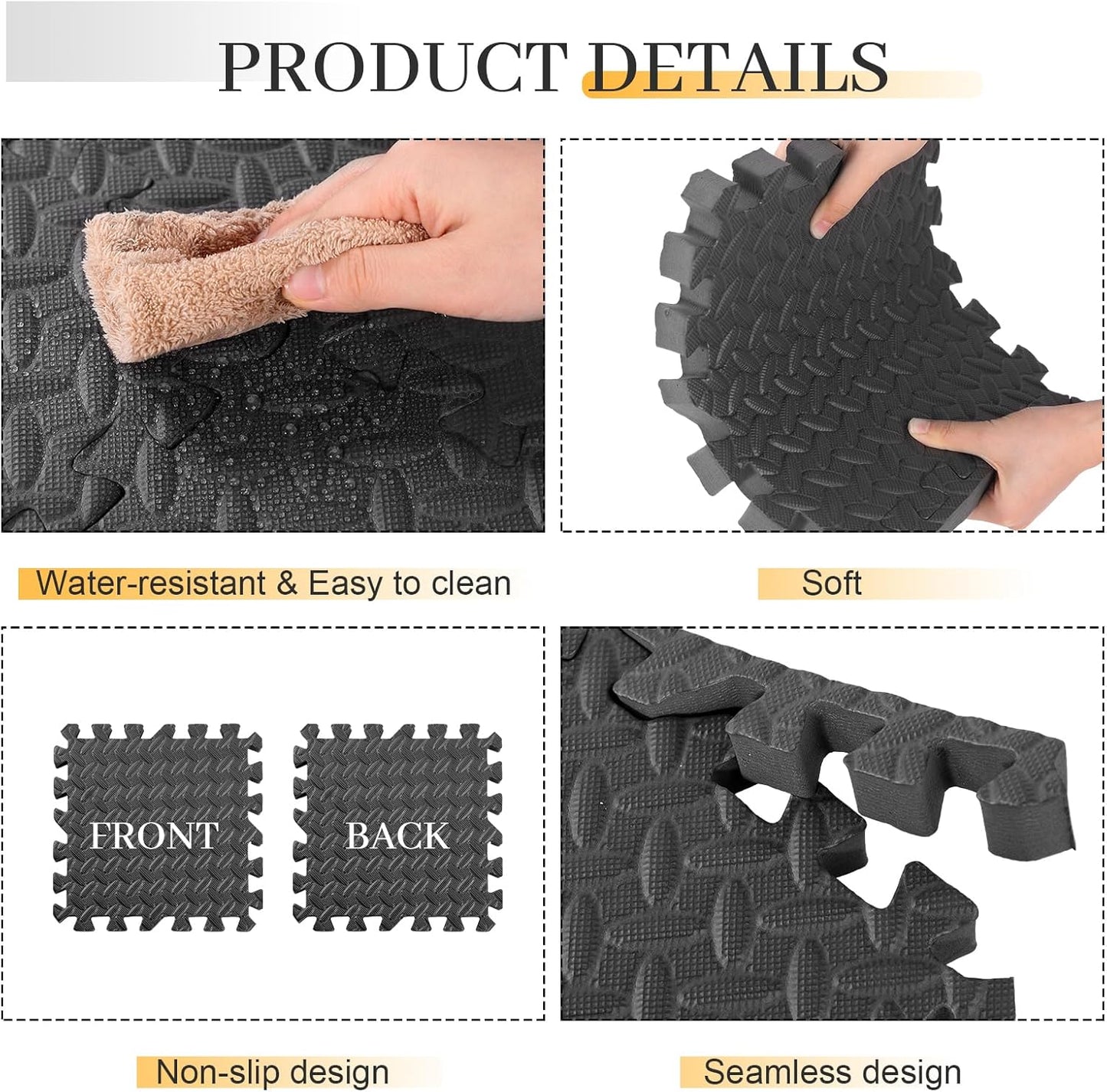 Arrowbash 1-Inch Thick EVA Foam Interlocking Floor Tiles for Play & Exercise