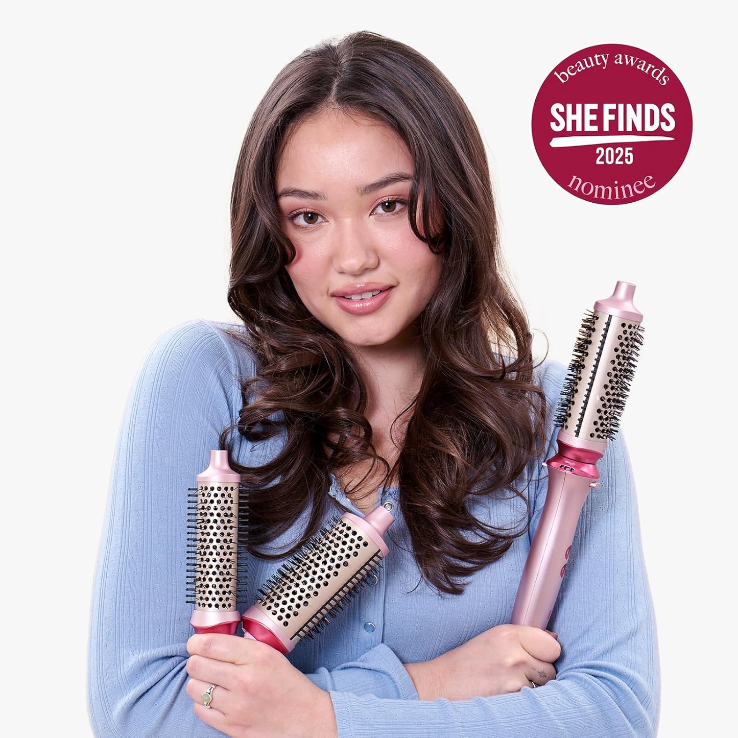 Wavytalk Heatwave Pro: 3-Size Ionic Heated Round Brush Set for Frizz-Free Styling