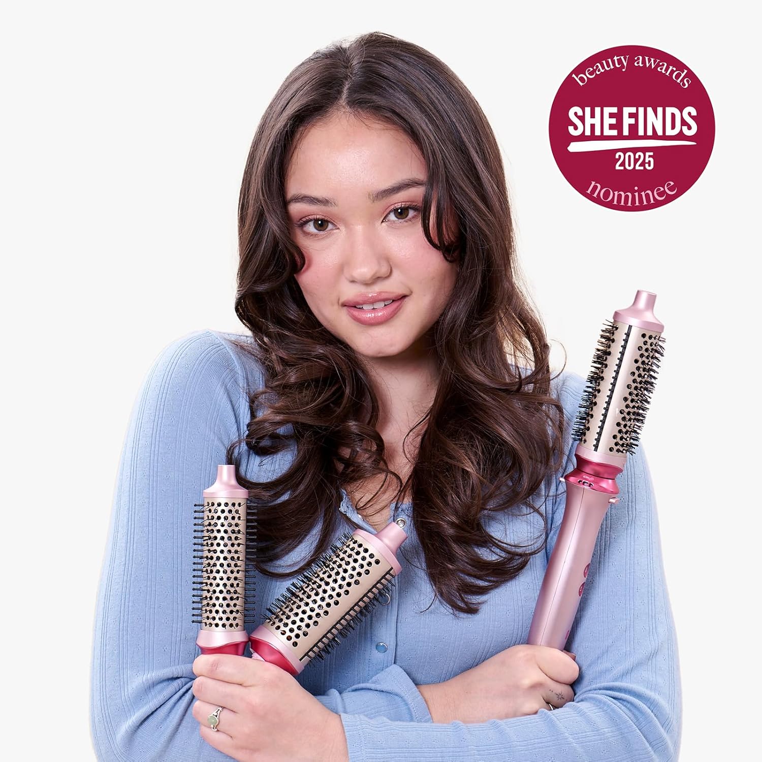 Wavytalk Heatwave Pro: 3-Size Ionic Heated Round Brush Set for Frizz-Free Styling