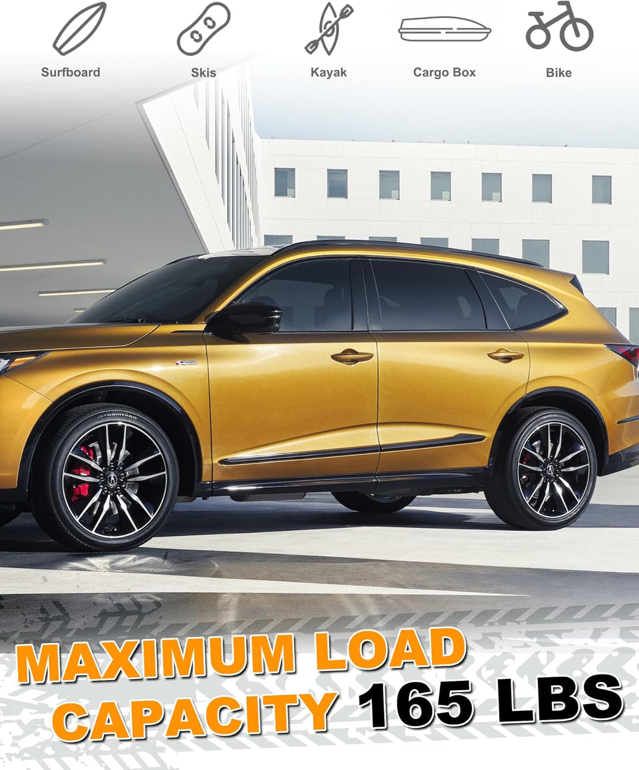 Snailfly Black Roof Rack Side Rails for Acura MDX 2022-2025 Cargo Carrier Luggage