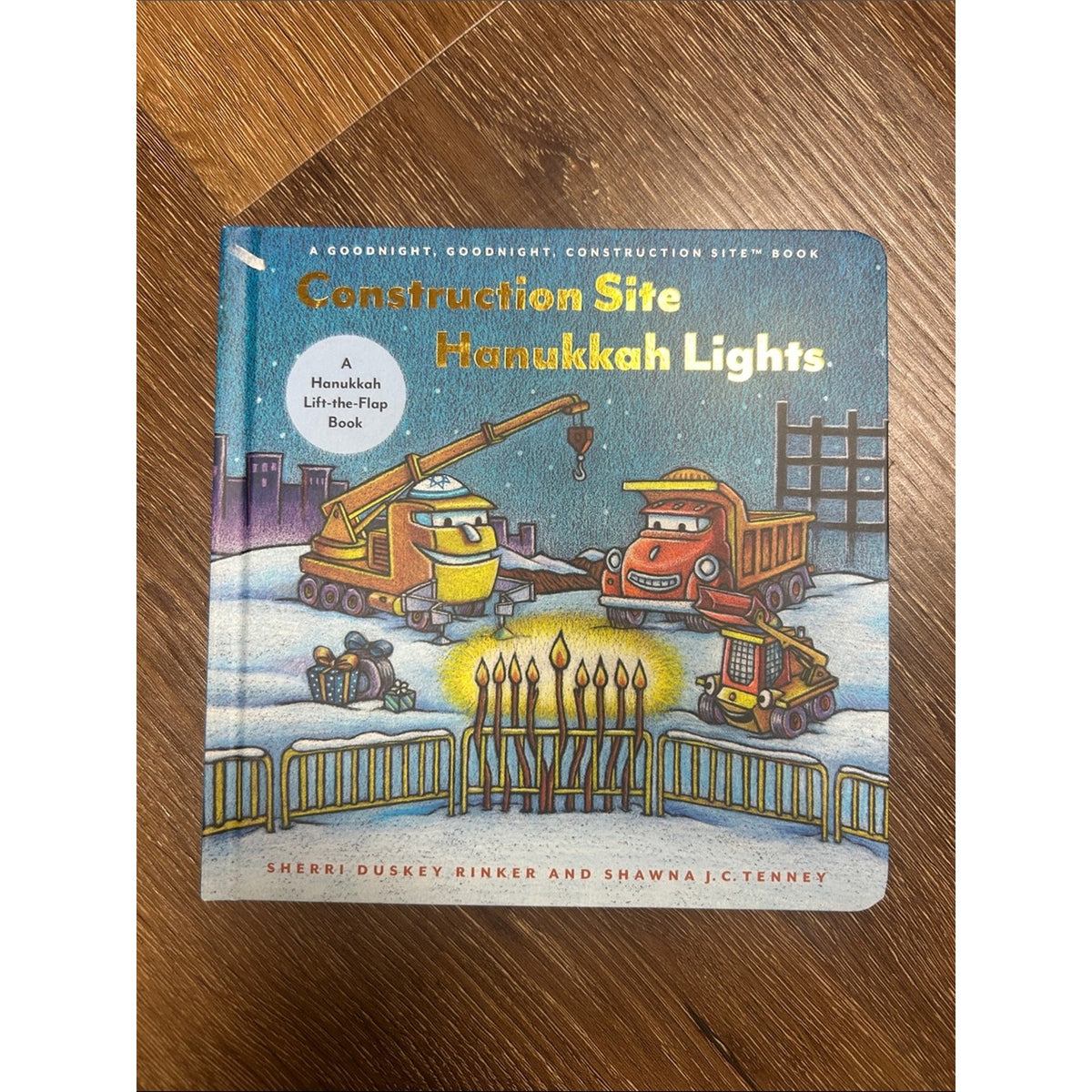 Construction Site Hanukkah Lights - Blue Children's Lift-the-Flap Book