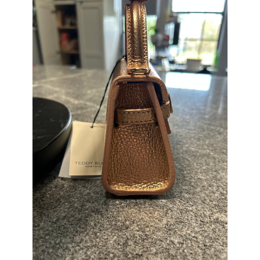 Rare Teddy Blake Ava 6" Micro Handbag – Oro Rosa Gold Leather – NWT