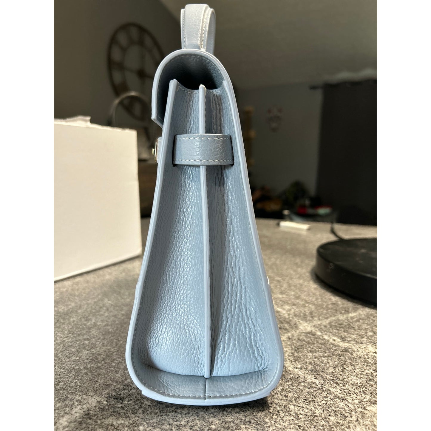 Teddy Blake Kim 11" Satchel – Light Blue Cervo Leather, Gold Hardware- NWT