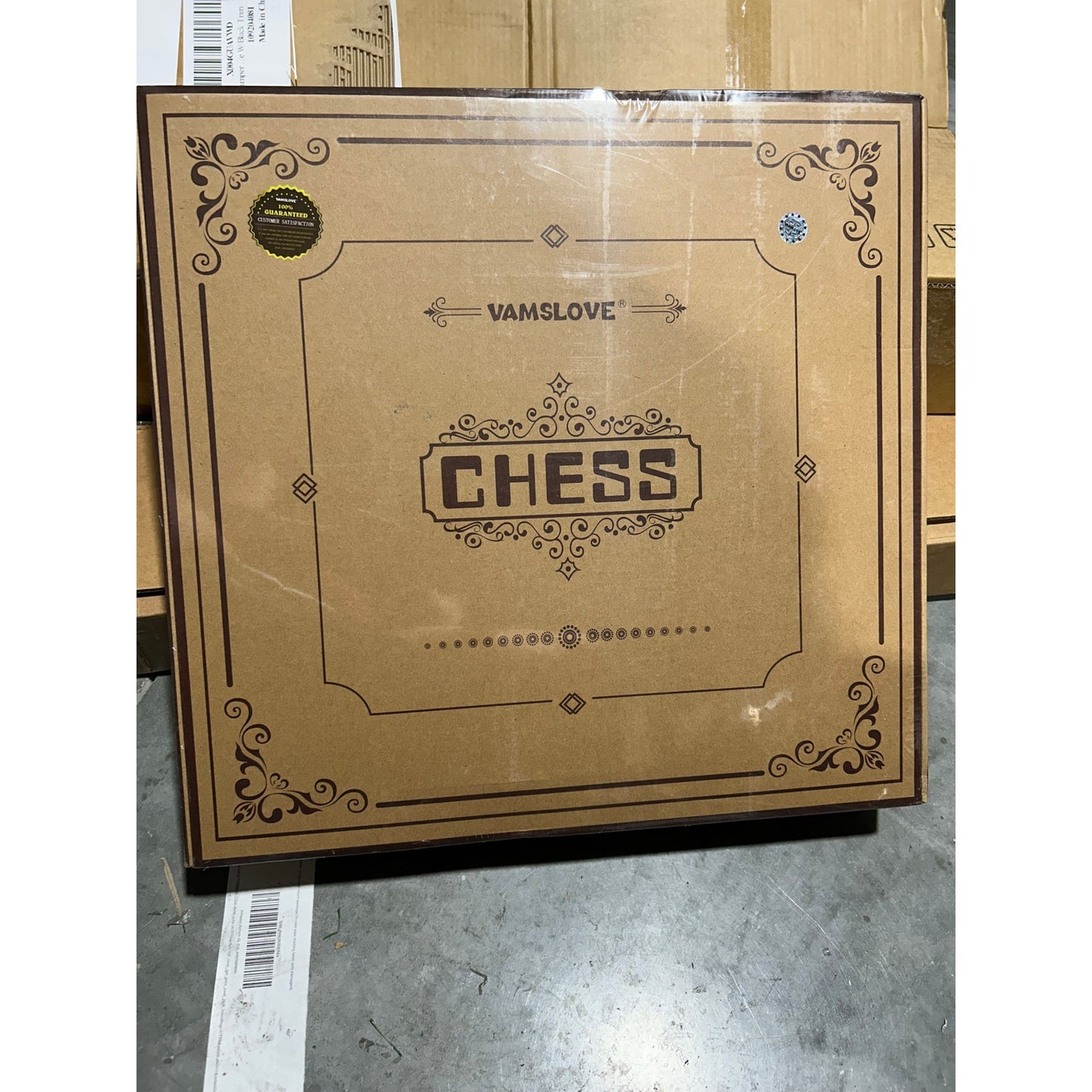 Rustic 15" Wooden Chess Set w/ Natural-Edge Board – New & Sealed (Z2106)