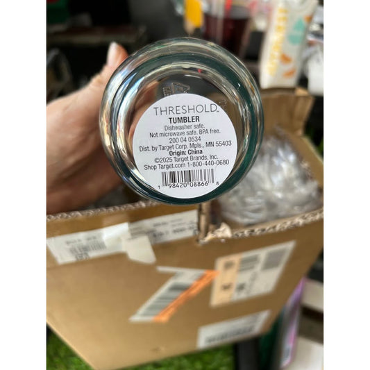 Threshold™ Coastal Textured Glass Tumblers – 17oz Green, 12 Pack- NIB