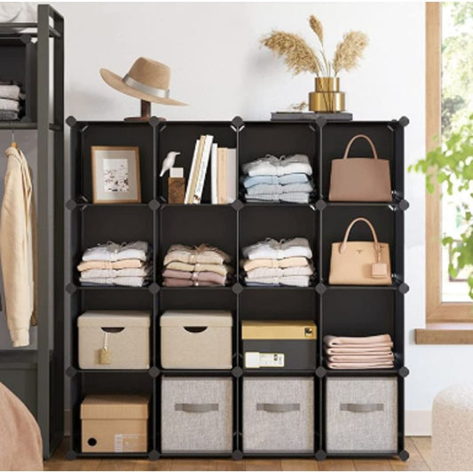 Modular Cube Storage Organizer – Black Plastic Panels- Customizable