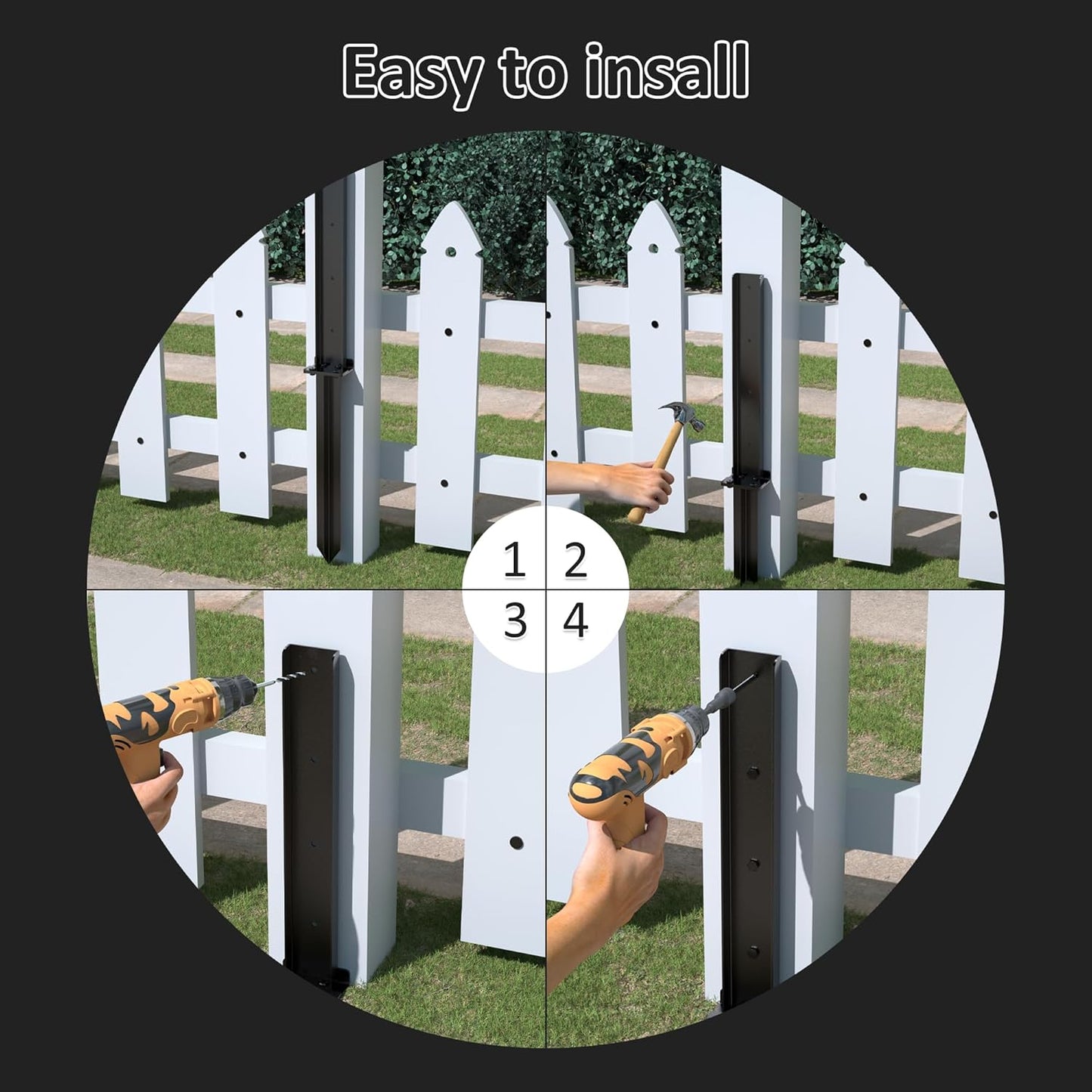 2 Pack Fence Post Anchor Repair Kit – Heavy Duty Ground Spike Stabilizer- NIB