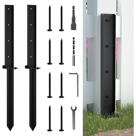 2 Pack Fence Post Anchor Repair Kit – Heavy Duty Ground Spike Stabilizer- NIB
