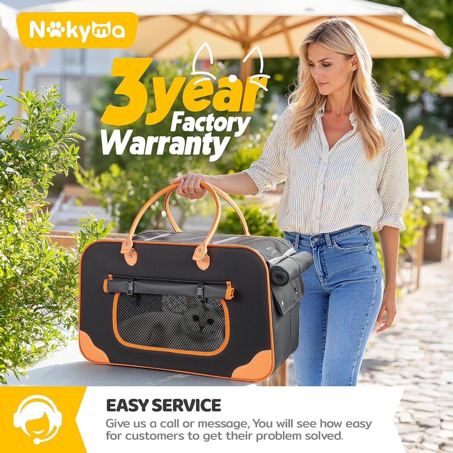 Nakyma Large Rolling Pet Carrier with Wheels for Cats & Small Dogs