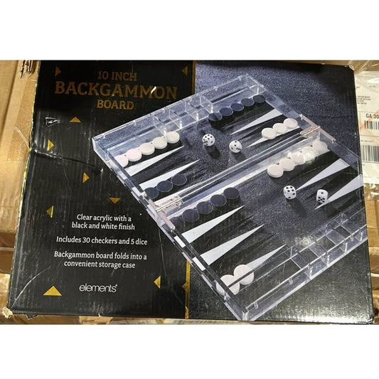 Elements 10 Inch Acrylic Backgammon Board