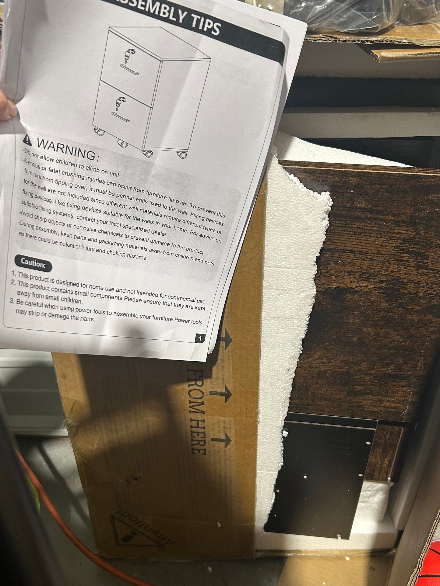 Locking Rolling File Cabinet with Casters, Letter Size, Rustic Brown Finish