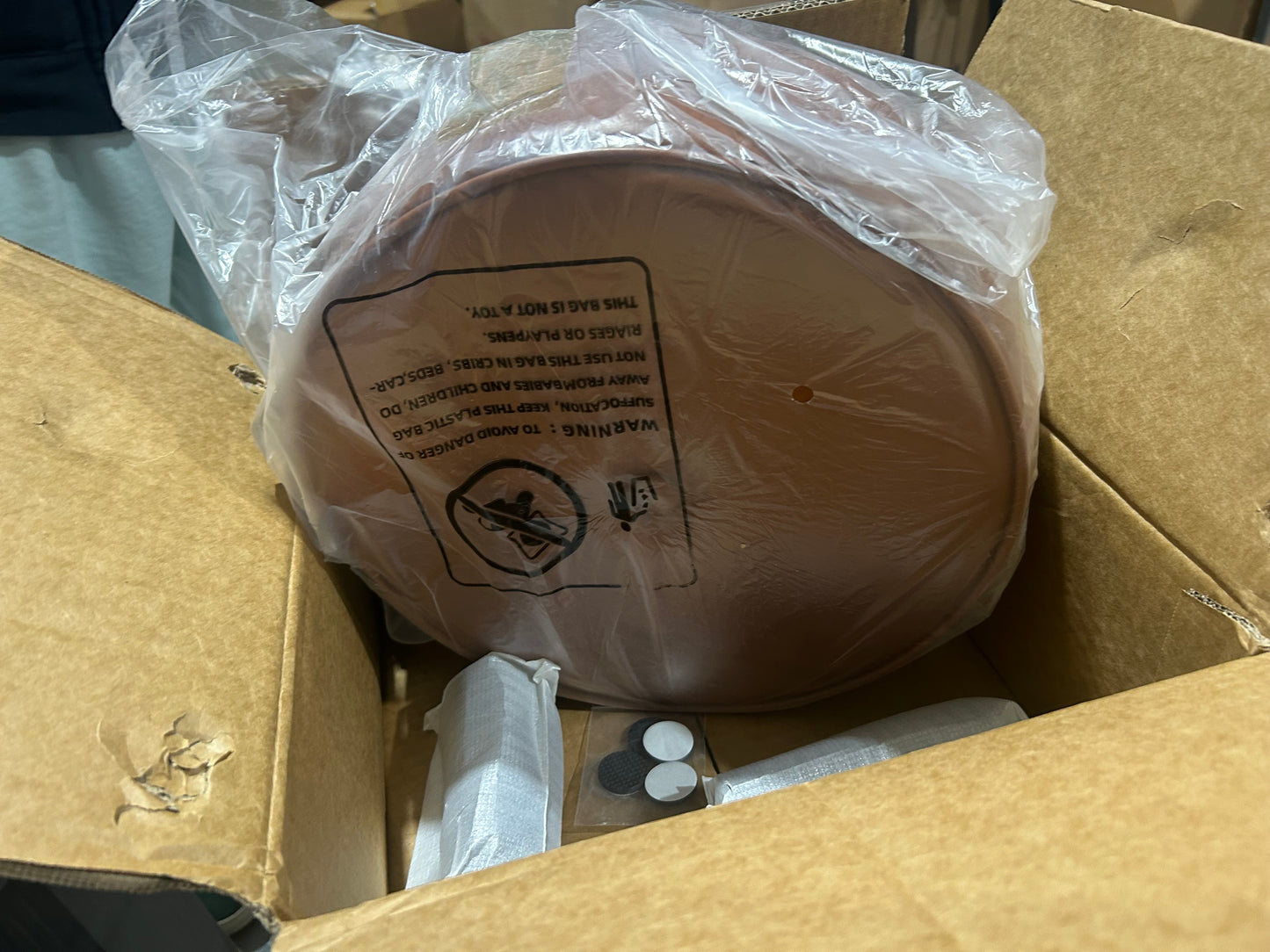 Compact Faux Leather Round Ottoman/ Foot Stool 13" Brown