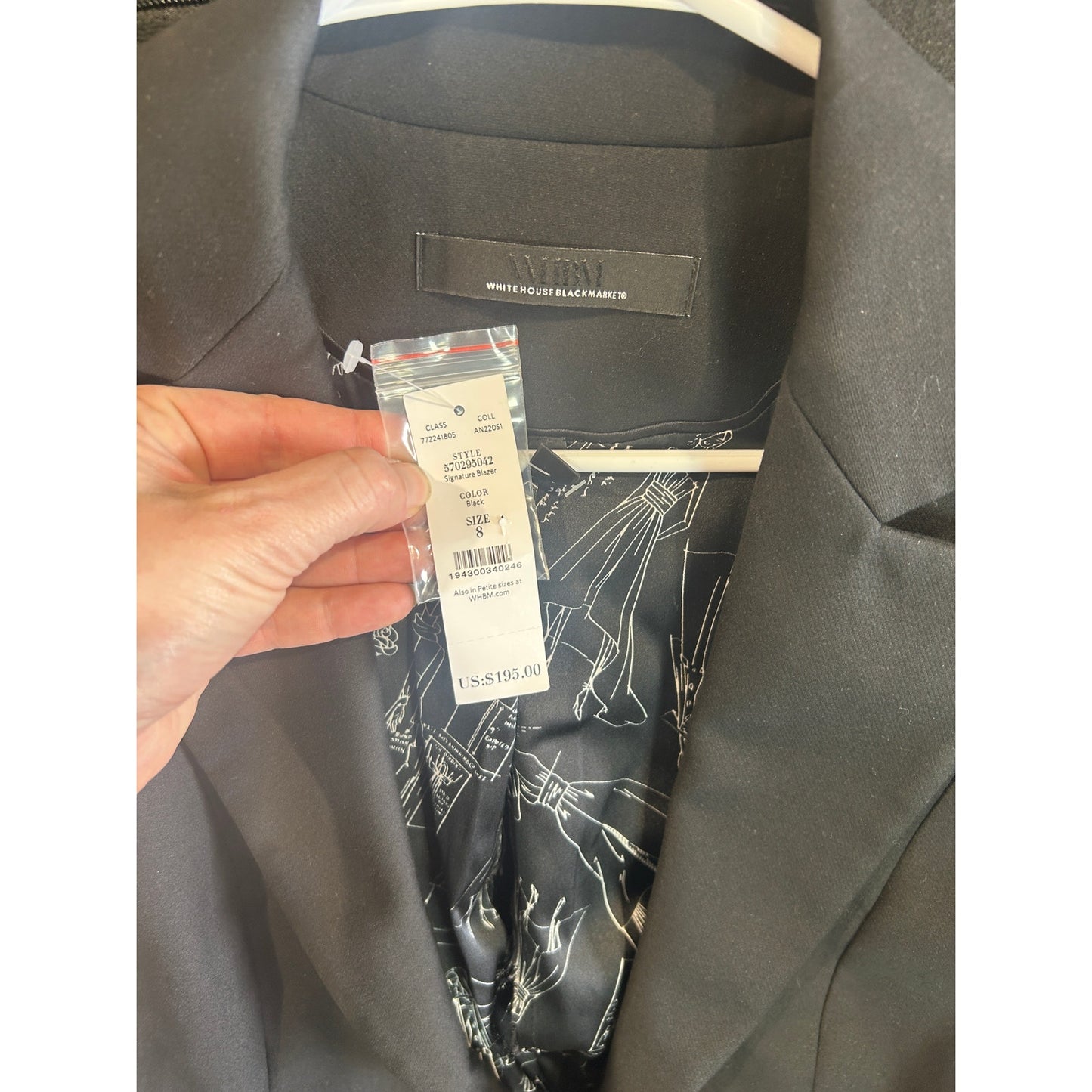 NWT White House Black Market Signature Blazer Black 8