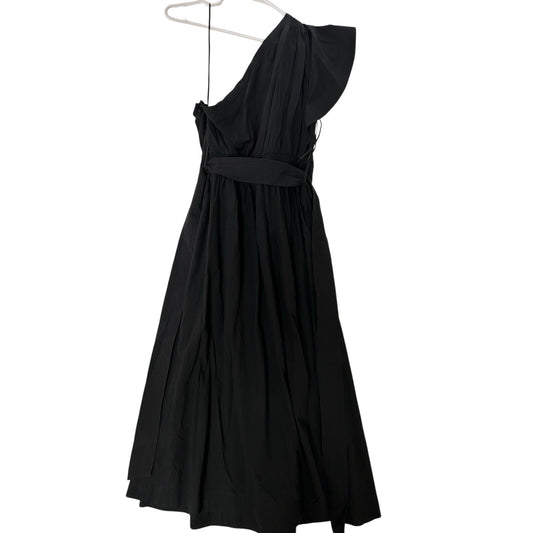Madewell Ruffled One-Shoulder Midi Dress in Black Size 6 NWT