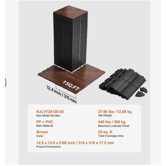 VEVOR Interlocking Dance Floor Tiles – 52 Sq. Ft. per Set