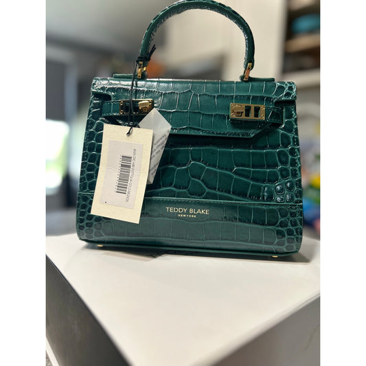Teddy Blake Kim 9" Satchel – Rare Bottiglia Green Croc, Gold Hardware- NWT!!!