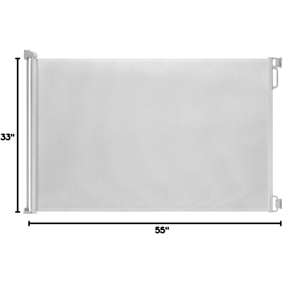 EasyBaby Retractable Safety Gate – 33" Tall, Extends Up to 55" Wide, White