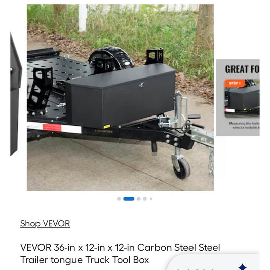 VEVOR 36-in x 12-in x 12-in Carbon Steel Steel Trailer tongue Truck Tool Box