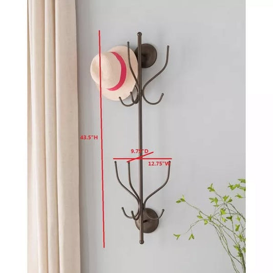 Wall-Mounted Coat & Hat Rack — Pewter, 12 Hooks (Style CR1479)
