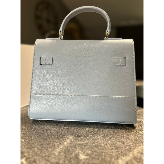 Teddy Blake Kim 11" Satchel – Light Blue Cervo Leather, Gold Hardware- NWT