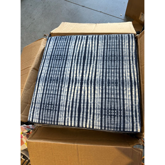 24x24 Blue Patterned Seat Cushions with Ties – Set of 2- New in box