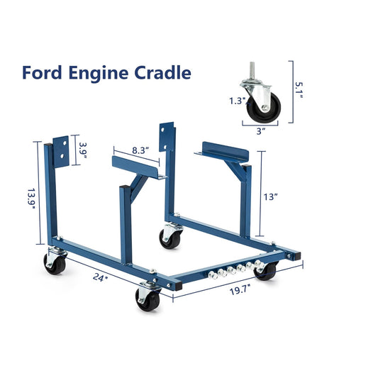 New 1000LB Rolling Engine Cradle Stand for Ford Small Block Engines