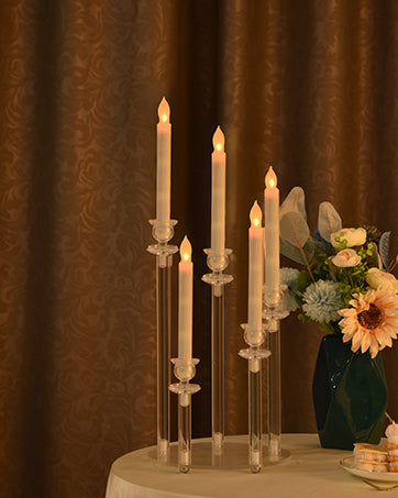 Vincidern 4-Piece Gold 3-Arm Taper Candelabra Set with Acrylic Shades