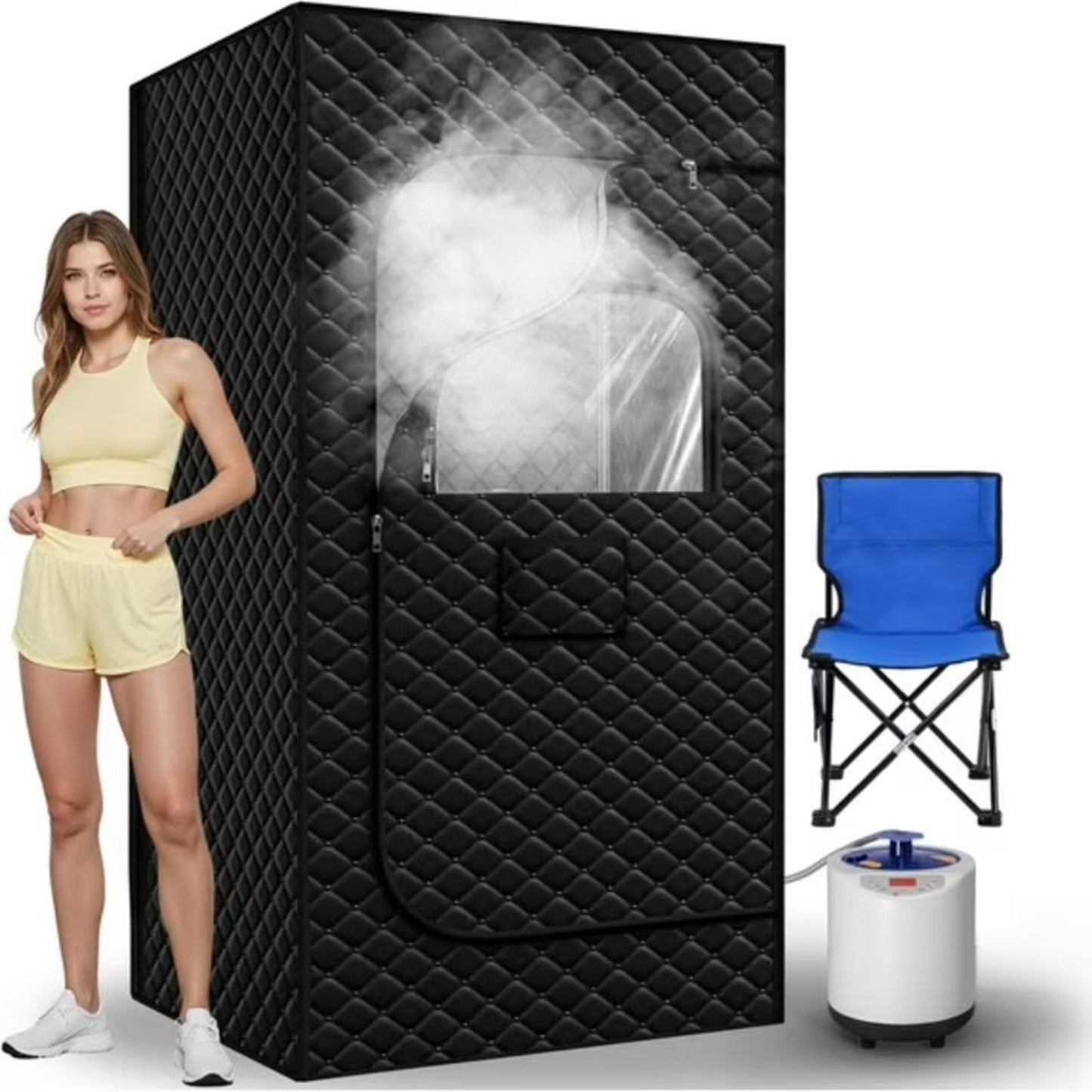 Portable Steam Sauna – Includes Waterproof Mat, Steam Generator, Chair & Remote