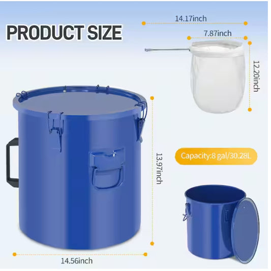 New 8 Gallon Fryer Oil Disposal Container Grease Storage Bucket with Lid