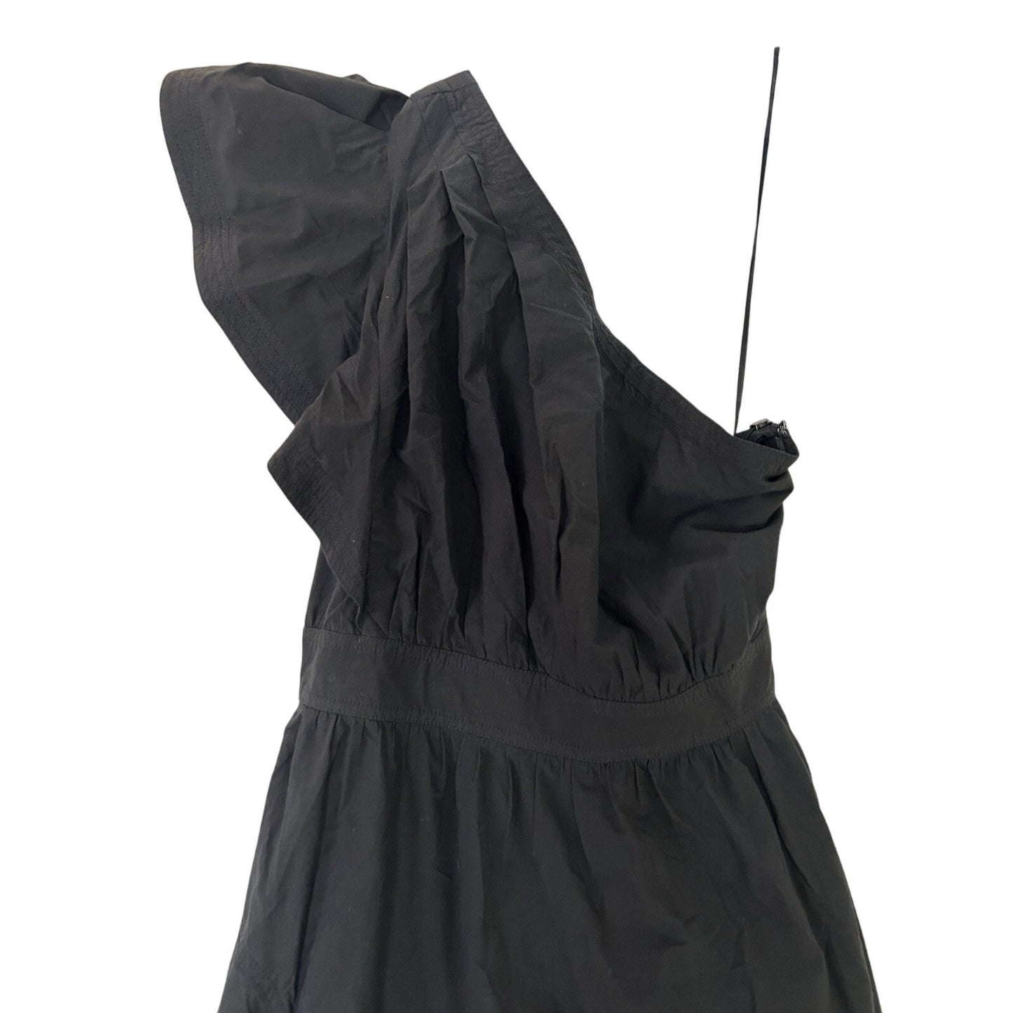 Madewell Ruffled One-Shoulder Midi Dress in Black Size 6 NWT