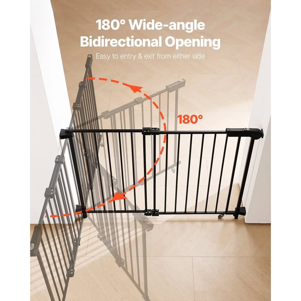 Adjustable Baby & Pet Safety Gate – 29.5 to 43 Inches Wide, 28 Inches High – Black, New in Box