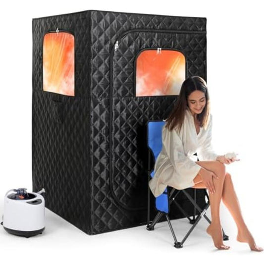 Portable Steam Sauna – Includes Waterproof Mat, Steam Generator, Chair & Remote