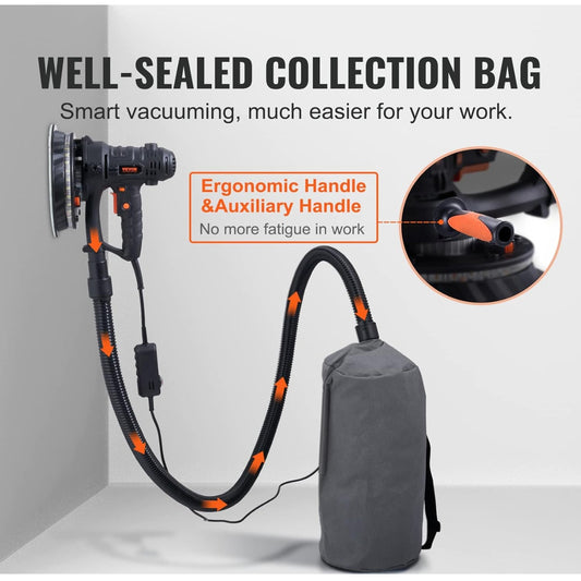 800W Drywall Sander – Variable Speed, LED Lights & Dust Collection System