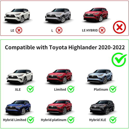 Lockable Roof Rack Cross Bars – Fits Toyota Highlander 2014-2019, 220lb Capacity0