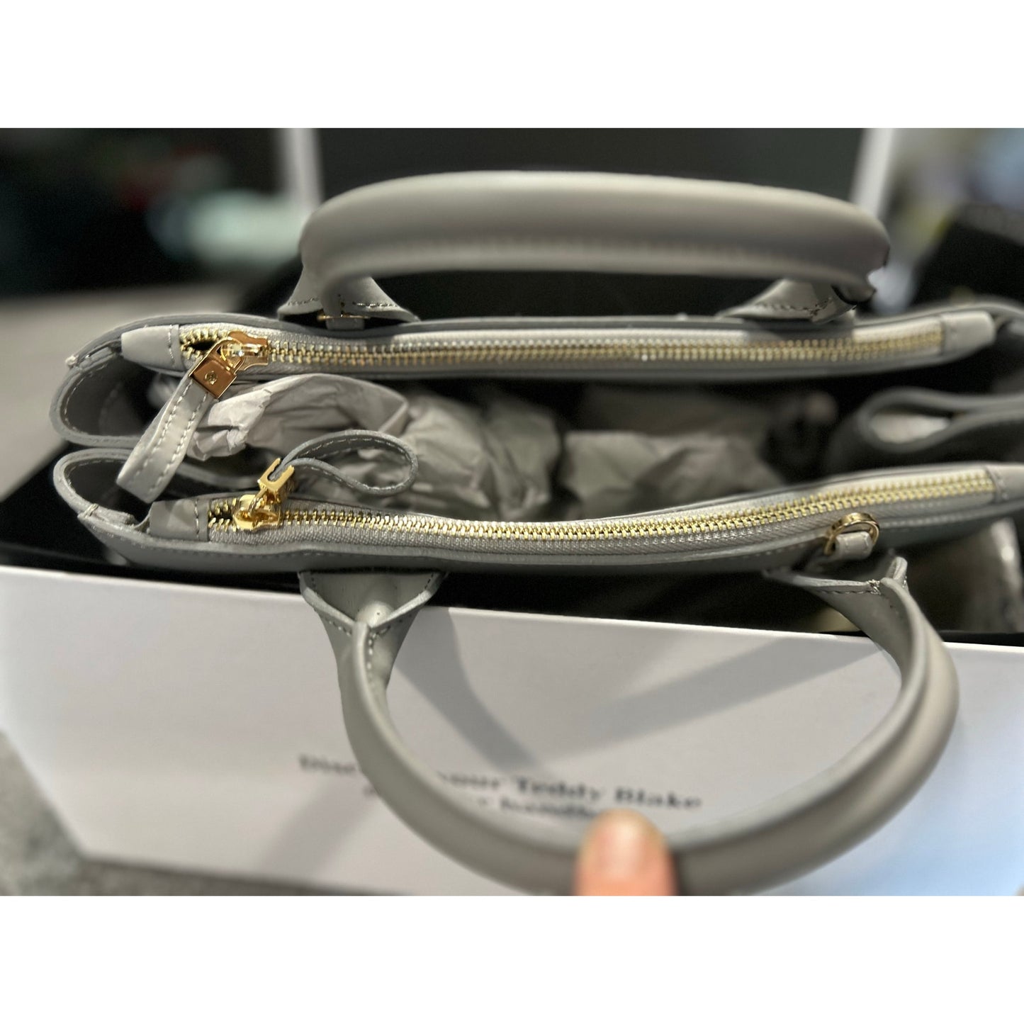 Teddy Blake Roberta 13" Satchel – Turbulence Gray Italian Leather- NWT