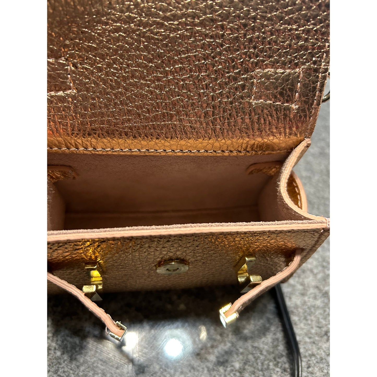 Rare Teddy Blake Ava 6" Micro Handbag – Oro Rosa Gold Leather – NWT