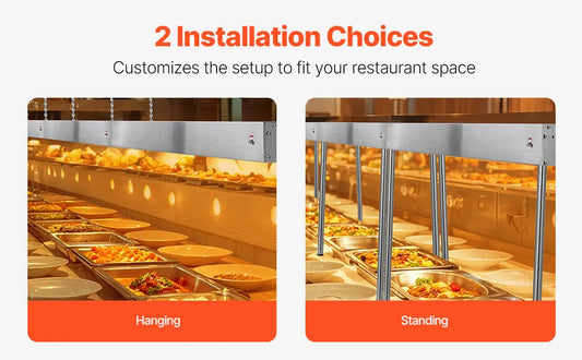 750W Hanging Commercial Food Heat Lamp Stainless Steel