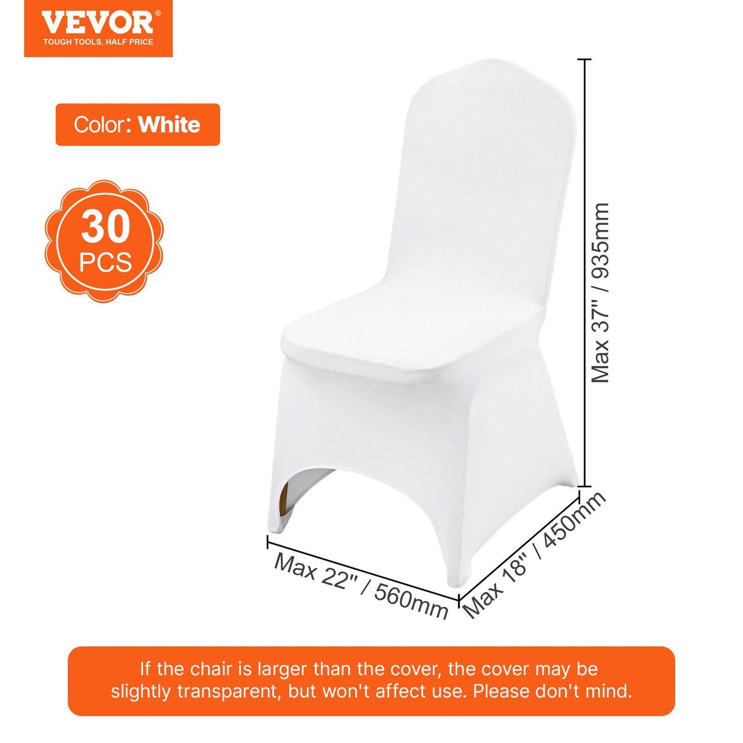 Stretch Spandex Folding Chair Covers Universal Fitted 30-Pack White