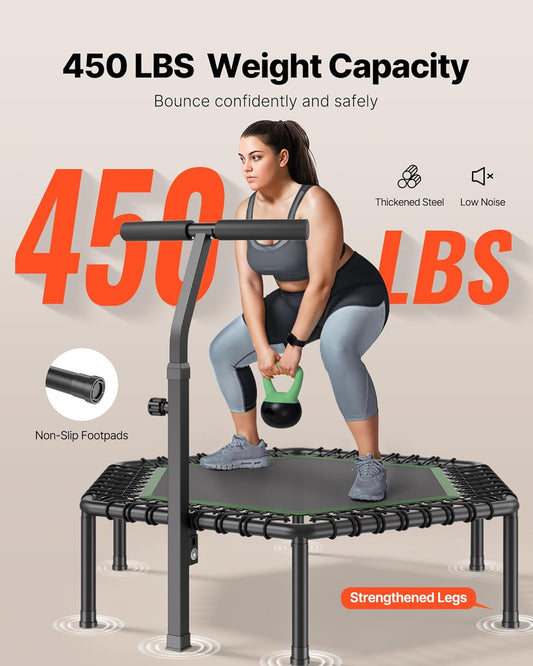54.5 Inch Mini Trampoline 450 Lbs Max Load Fitness Rebounder
