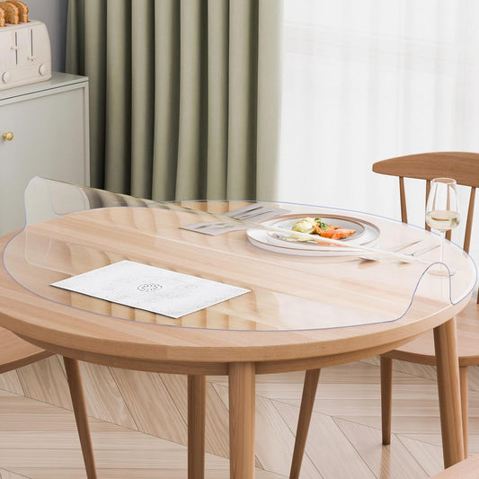Plastic Table Cover 48 x 48 Inch Round Clear 2.0mm Thick PVC Desk Mat Protector