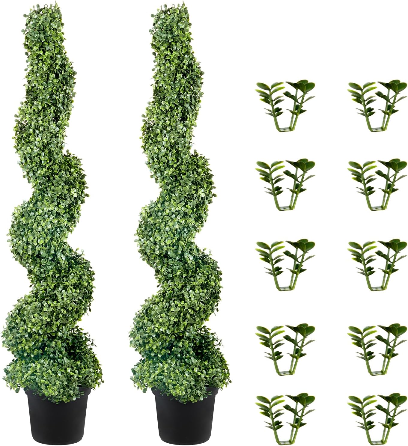 Artificial Boxwood Spiral Topiary Trees 4ft 2-Pack