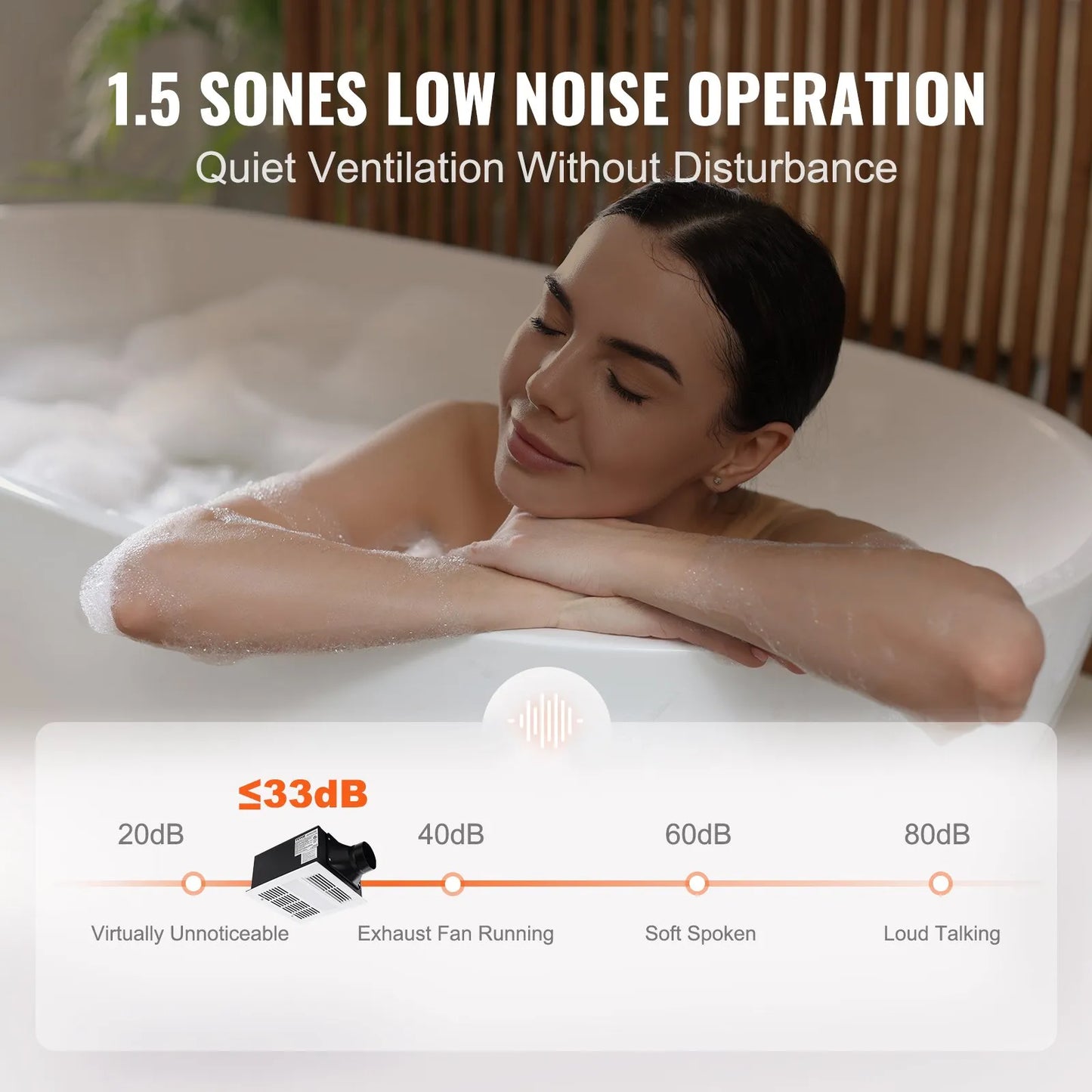 VEVOR Bathroom Exhaust Fan – 1500W Heat, 110 CFM Ventilation, Low Noise Ceiling Fan (1.5 Sones)