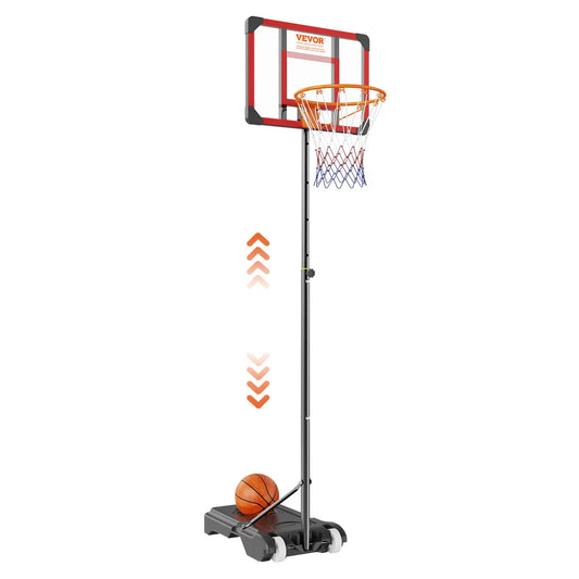 VEVOR Adjustable Basketball Hoop – 5–7 ft Portable System w/ 28" Backboard, Wheels & Fillable Base