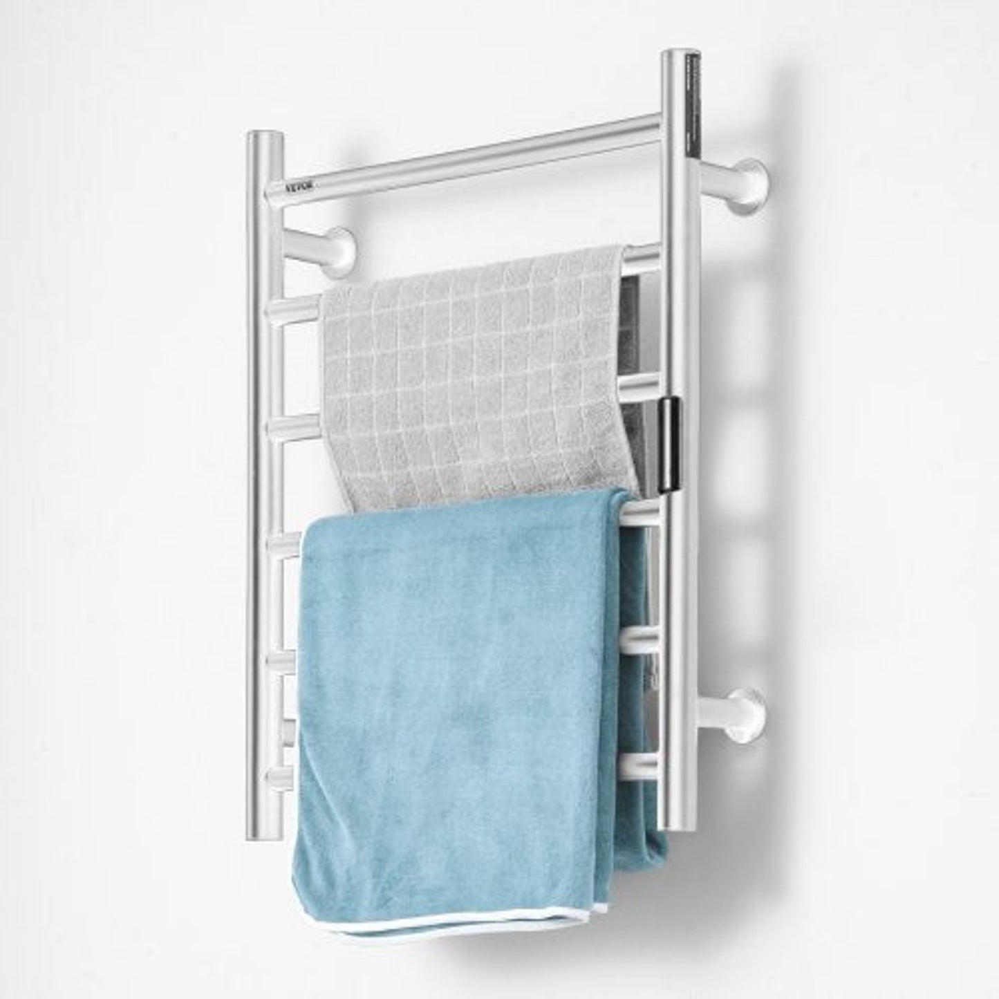 VEVOR 6-Bar Wall Mounted Heated Towel Rack for Bathroom, Silver Finish