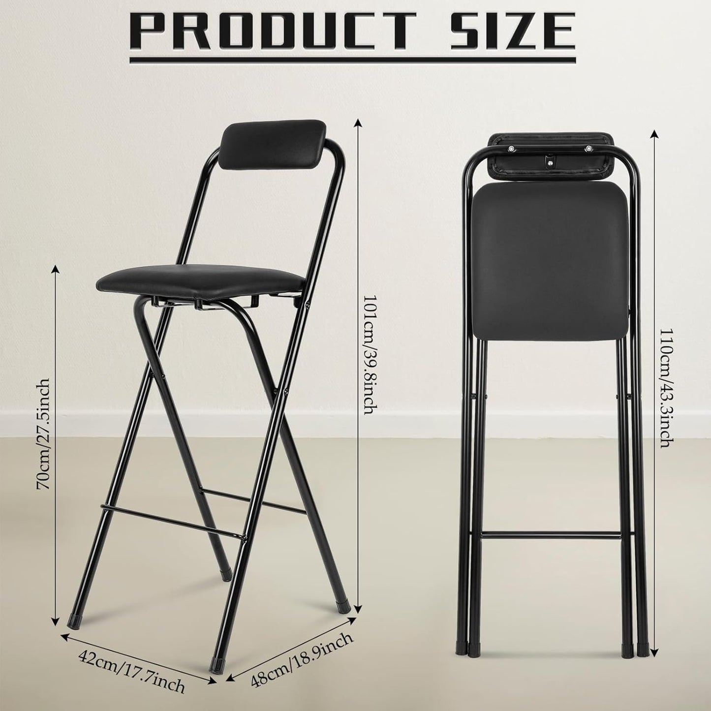 27” Folding Makeup / Styling Stool w/ Padded Seat – 300 lb Capacity