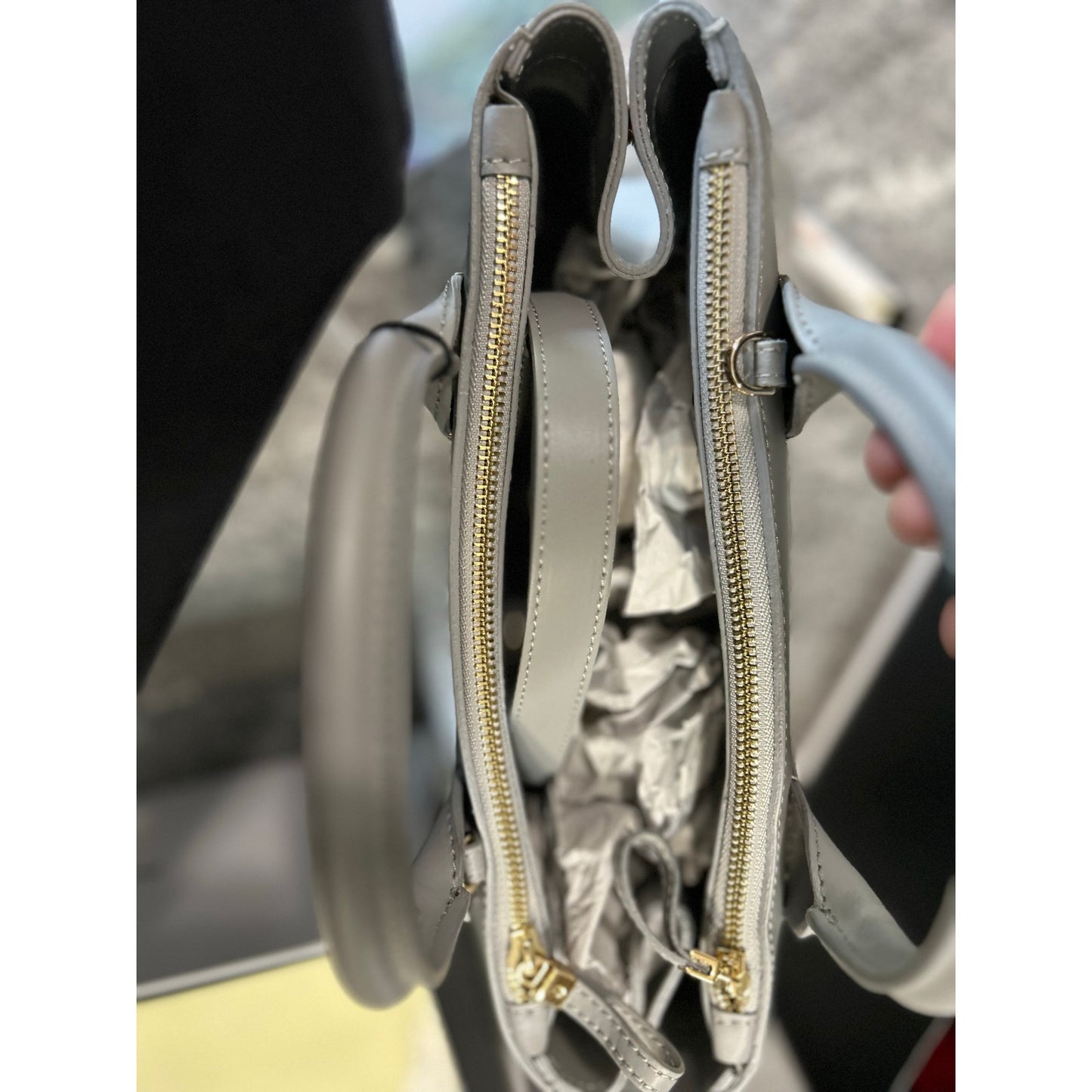 Teddy Blake Roberta 13" Satchel – Turbulence Gray Italian Leather- NWT